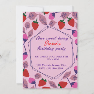Aardbeien verjaardagsfeestje kaart