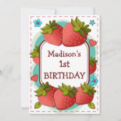 Aardbeien Verjaardagsfeestje Kaart (Achterkant)