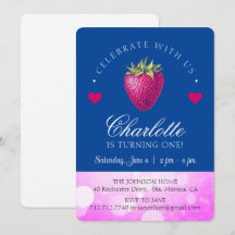 Aardbeien Verjaardagsfeestje Meisje Roze en Donker