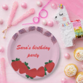 Aardbeien verjaardagsfeestje papieren bordje (Feest)