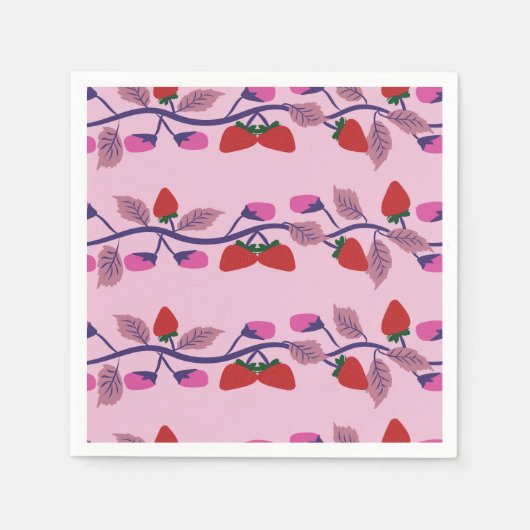 Aardbeien verjaardagsfeestje servet (Voorkant)