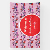 Aardbeien verjaardagsfeestje spandoek (Verticaal)