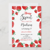 Aardbeien Verjaardagsuitnodiging Kaart (Voorkant)