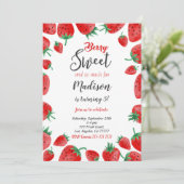 Aardbeien Verjaardagsuitnodiging Kaart (Staand voorkant)