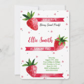 Aardbeien Verjaardagsuitnodiging Kaart (Voorkant)