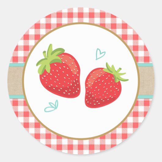 Aardbeien verjaarde stickers Envelope sep picknick (Voorkant)
