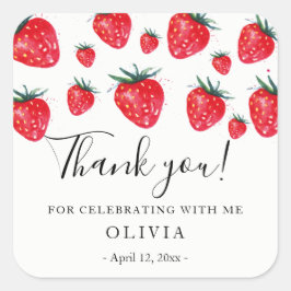 Aardbeien Verjaardentesticker Vierkante Sticker