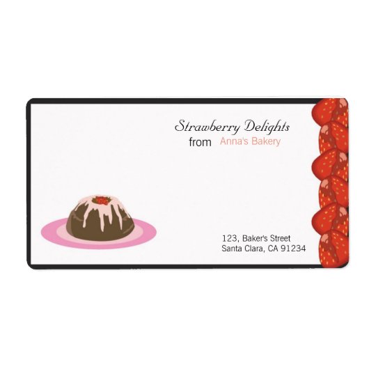 Aardbeien verrukkingen - Voedselcontainerlabels Etiket (Voorkant)