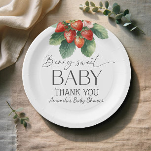 Aardbeien Verse Markt Bescherings Baby Shower Papieren Bordje
