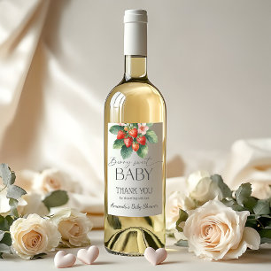 Aardbeien Verse Markt Bescherings Baby Shower Wijn Etiket