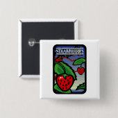 Aardbeien Vierkante Button 5,1 Cm (Voorkant /achterkant)