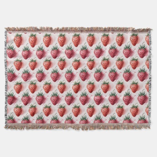 Aardbeien Vintage Boho Droomlandschap Botanisch Deken (Voorkant)