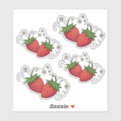 Aardbeien Vinyl gesneden stickers (4 tot een vel) (Vel)