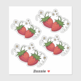 Aardbeien Vinyl gesneden stickers (4 tot een vel)
