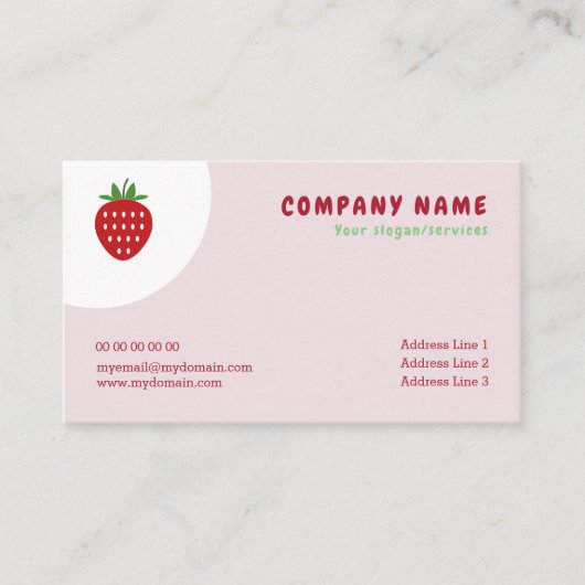 Aardbeien Visitekaartje (Voorkant)