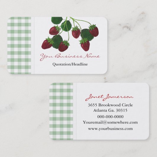 Aardbeien Visitekaartjes (Voorkant / Achterkant)