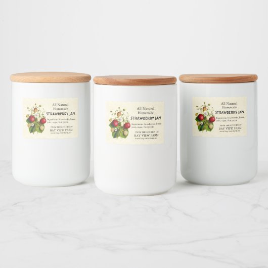 aardbeien voedselcontainer etiket (Flessen)