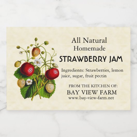  aardbeien voedselcontainer etiket (Enkel label)