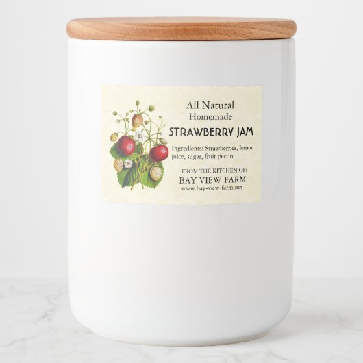  aardbeien voedselcontainer etiket (Voorkant)