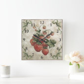 aardbeien Vruchten Vierkante Klok (Huis)