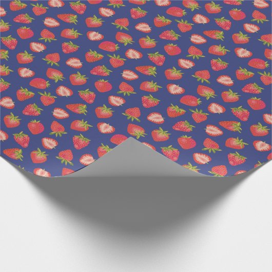 Aardbeien Vruchtpatroon Cadeaupapier (Hoek)