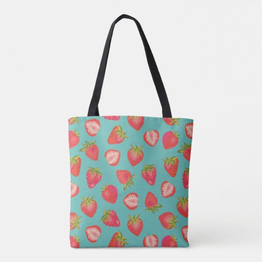Aardbeien Vruchtpatroon Tote Bag (Achterkant)