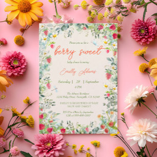 Aardbeien Watercolor Geslacht Neutrale Baby Shower Kaart