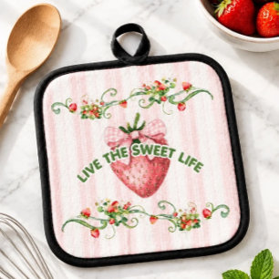 Aardbeien Watercolor Live The Sweet Life Pannenlap