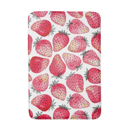 Aardbeien waterverf en inkt badmat (Voorkant Verticaal)