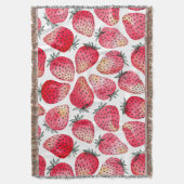 Aardbeien waterverf en inkt deken (Voorkant Verticaal)