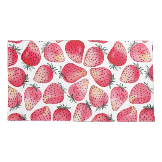 Aardbeien waterverf en inkt kussensloop (Achterkant-Links)