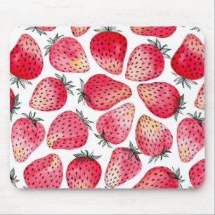 Aardbeien waterverf en inkt muismat