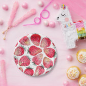 Aardbeien waterverf en inkt papieren bordje (Feest)
