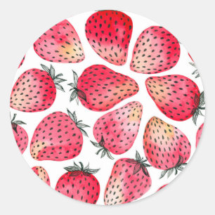 Aardbeien waterverf en inkt ronde sticker