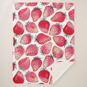 Aardbeien waterverf en inkt sherpa deken
