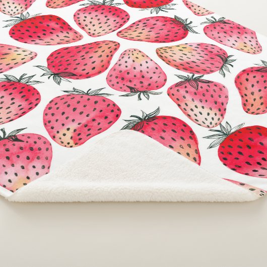 Aardbeien waterverf en inkt sherpa deken (3/4)