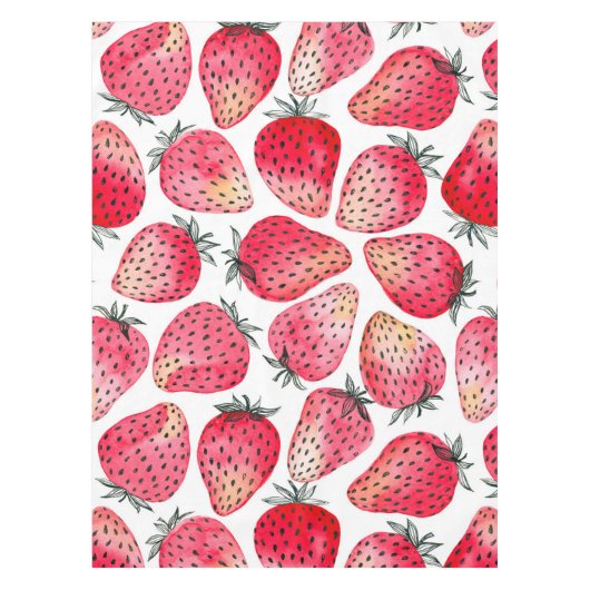 Aardbeien waterverf en inkt tafelkleed (Voorkant)