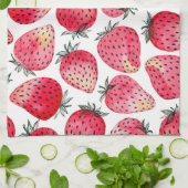 Aardbeien waterverf en inkt theedoek (Gevouwen)