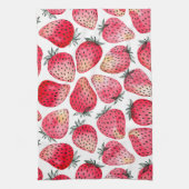 Aardbeien waterverf en inkt theedoek (Verticaal)