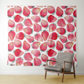 Aardbeien waterverf en inkt wandkleed (In Situ (horizontaal))