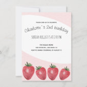 Aardbeien Waterverf Handbeschilderd op Blush Aankondiging (Voorkant)