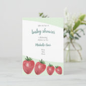 Aardbeien Waterverf Handbeschilderd op Mint (Staand voorkant)