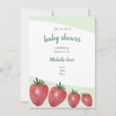 Aardbeien Waterverf Handbeschilderd op Mint (Voorkant)