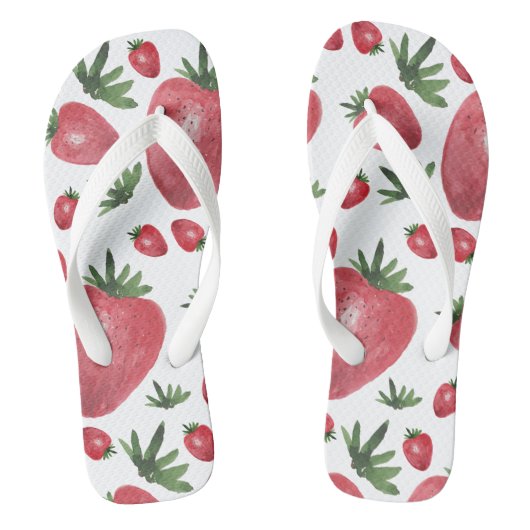 Aardbeien Waterverf Handgeschilderd Teenslippers (Voetbed)
