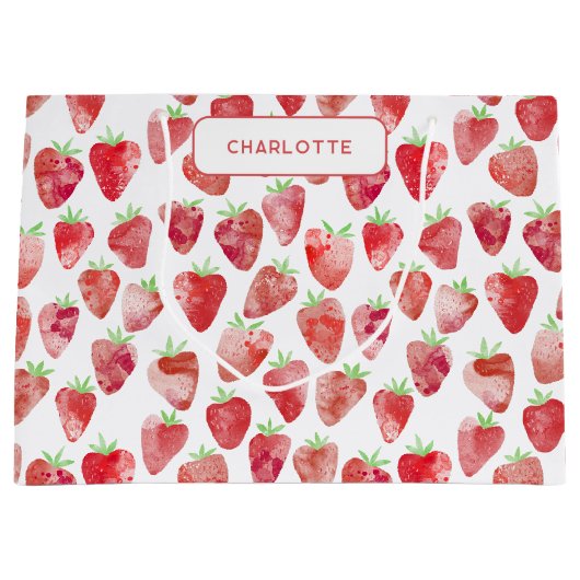 Aardbeien Waterverf op maat Groot Cadeauzakje (Voorkant)