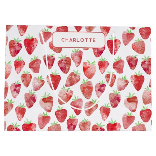 Aardbeien Waterverf op maat Groot Cadeauzakje (Achterkant)