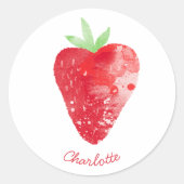 Aardbeien Waterverf op maat Ronde Sticker (Voorkant)