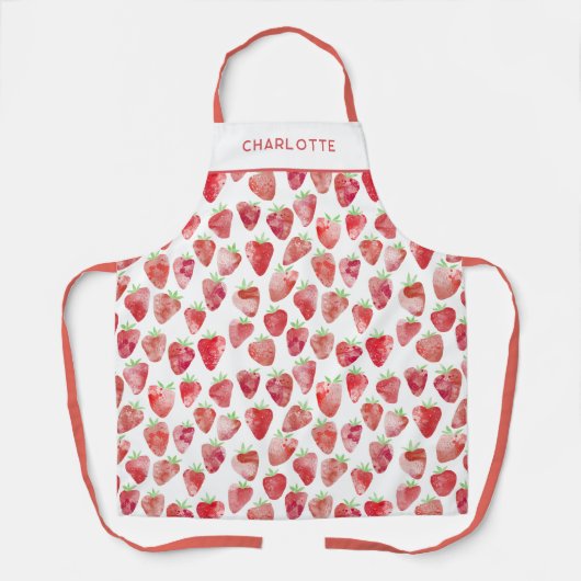 Aardbeien Waterverf op maat Schort (Voorkant)