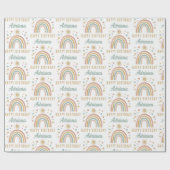 Aardbeien Waterverf Regenboog Zondag Naam Cadeaupapier (Vlak)