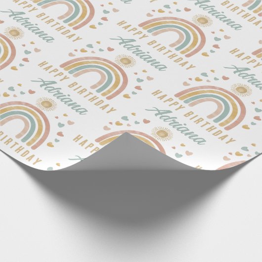 Aardbeien Waterverf Regenboog Zondag Naam Cadeaupapier (Hoek)